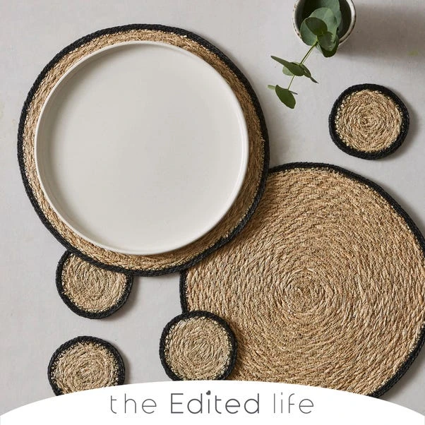 The Edited Life Set Of 4 Black Grass Braid Coasters 3 The Edited Life Set Of 4 Black Grass Braid Coasters