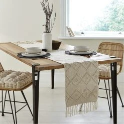 Dunelm Macrame Global Textured Table Runner
