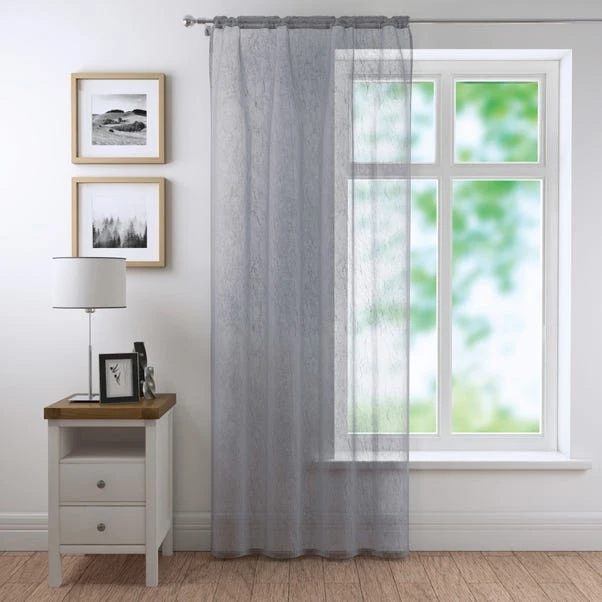 Dunelm Crushed Grey Slot Top Single Voile Panel 4 Dunelm Crushed Grey Slot Top Single Voile Panel - Image 2