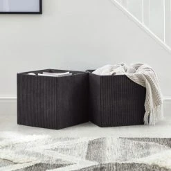 Dunelm Set Of 2 Grey Foldable Cord Storage Boxes