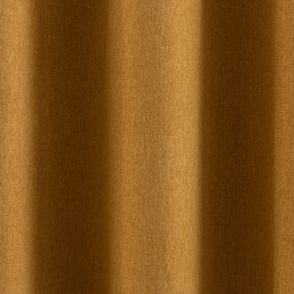 Dunelm Luna Brushed Old Gold Blackout Eyelet Curtains 5 Dunelm Luna Brushed Old Gold Blackout Eyelet Curtains - Image 3
