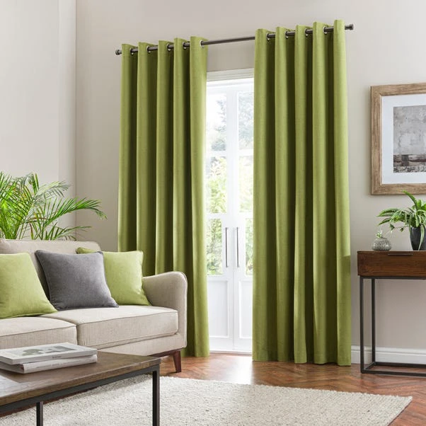 Dunelm Luna Brushed Fern Blackout Eyelet Curtains 4 Dunelm Luna Brushed Fern Blackout Eyelet Curtains - Image 2