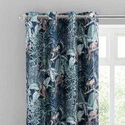 Luxury Collection Jungle Luxe Navy Chenille Eyelet Curtains