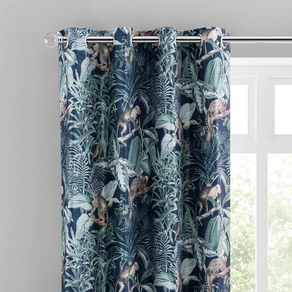 Luxury Collection Jungle Luxe Navy Chenille Eyelet Curtains 3 Luxury Collection Jungle Luxe Navy Chenille Eyelet Curtains