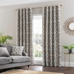 Luxury Collection Ikat Jacquard Eyelet Curtain Natural 9 Luxury Collection Ikat Jacquard Eyelet Curtain Natural -Dunelm Sales Store 30716795 alt01
