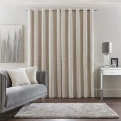 Luxury Collection Chenille Ogee Cream Eyelet Curtains -Dunelm Sales Store 30716806 alt04