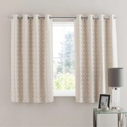 Luxury Collection Chenille Ogee Cream Eyelet Curtains -Dunelm Sales Store 30716806 alt05