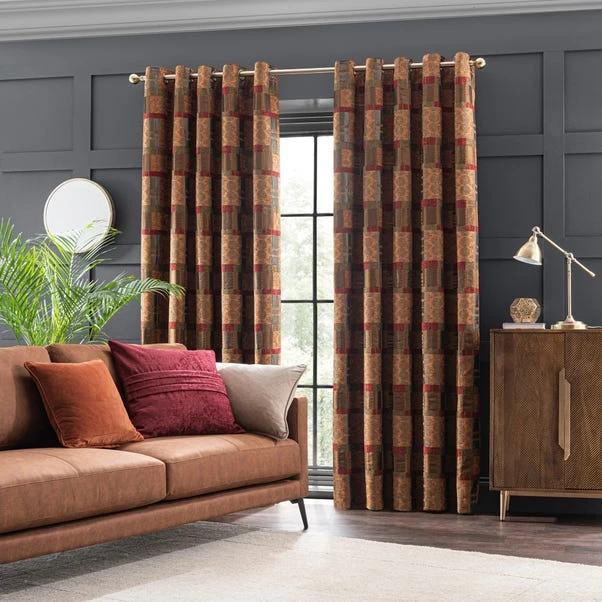 Luxury Collection Prague Chenille Terracotta Eyelet Curtains 4 Luxury Collection Prague Chenille Terracotta Eyelet Curtains - Image 2