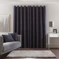 Luxury Collection Chenille Ogee Navy Eyelet Curtains 11 Luxury Collection Chenille Ogee Navy Eyelet Curtains -Dunelm Sales Store 30716869 alt04