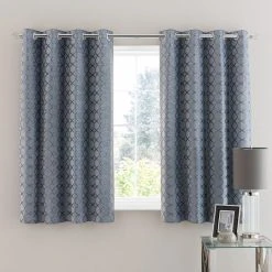 Luxury Collection Chenille Ogee Ashley Blue Eyelet Curtains 12 Luxury Collection Chenille Ogee Ashley Blue Eyelet Curtains -Dunelm Sales Store 30716880 alt06