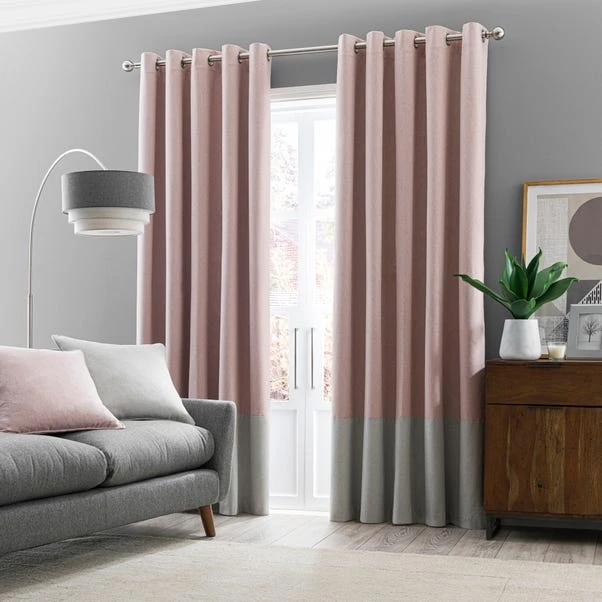Dunelm Luna Block Blackout Eyelet Curtain Blush And Dove Grey 4 Dunelm Luna Block Blackout Eyelet Curtain Blush And Dove Grey - Image 2