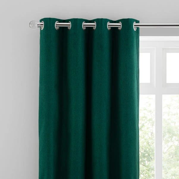 Dunelm Luna Brushed Emerald Blackout Eyelet Curtains 3 Dunelm Luna Brushed Emerald Blackout Eyelet Curtains