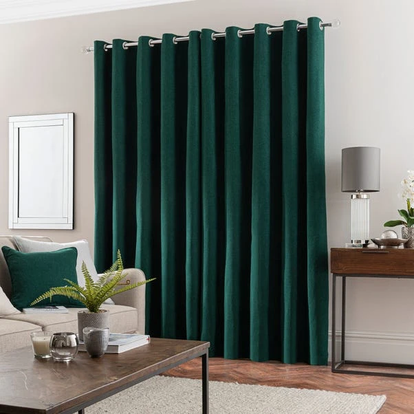 Dunelm Luna Brushed Emerald Blackout Eyelet Curtains 6 Dunelm Luna Brushed Emerald Blackout Eyelet Curtains - Image 4