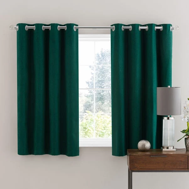 Dunelm Luna Brushed Emerald Blackout Eyelet Curtains 7 Dunelm Luna Brushed Emerald Blackout Eyelet Curtains - Image 5