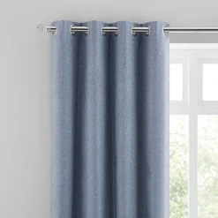 Dunelm Luna Brushed Dusky Blue Blackout Eyelet Curtains
