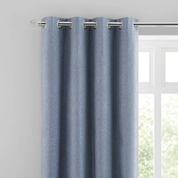 Dunelm Luna Brushed Dusky Blue Blackout Eyelet Curtains 3 Dunelm Luna Brushed Dusky Blue Blackout Eyelet Curtains