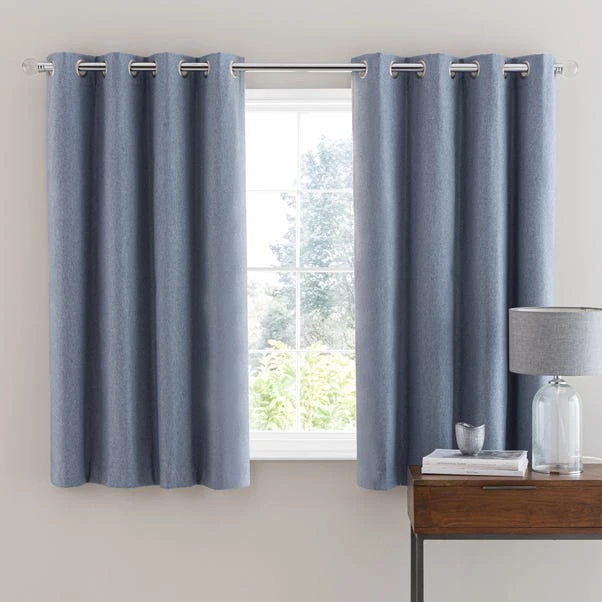 Dunelm Luna Brushed Dusky Blue Blackout Eyelet Curtains 7 Dunelm Luna Brushed Dusky Blue Blackout Eyelet Curtains - Image 5