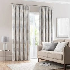 Luxury Collection Jacquard Trees Dove Grey Pencil Pleat Curtains -Dunelm Sales Store 30717026 alt01