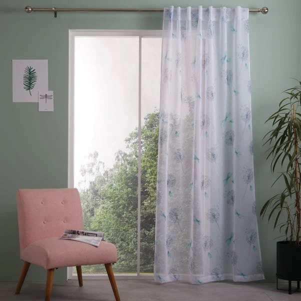 Dunelm Dragonflies Hidden Tab Top Blue Voile 4 Dunelm Dragonflies Hidden Tab Top Blue Voile - Image 2