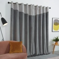 Dunelm Velour Top Border Grey Eyelet Curtains -Dunelm Sales Store 30717323 alt04