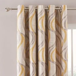 Dunelm Mirage Ochre Jacquard Eyelet Curtains