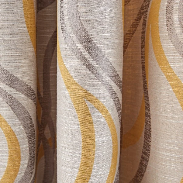 Dunelm Mirage Ochre Jacquard Eyelet Curtains 5 Dunelm Mirage Ochre Jacquard Eyelet Curtains - Image 3