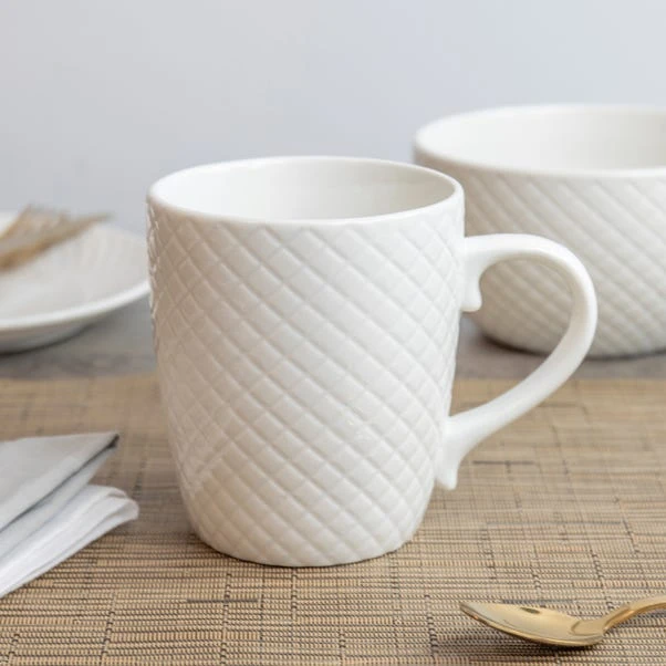 Dunelm White Quilted Mug 3 Dunelm White Quilted Mug
