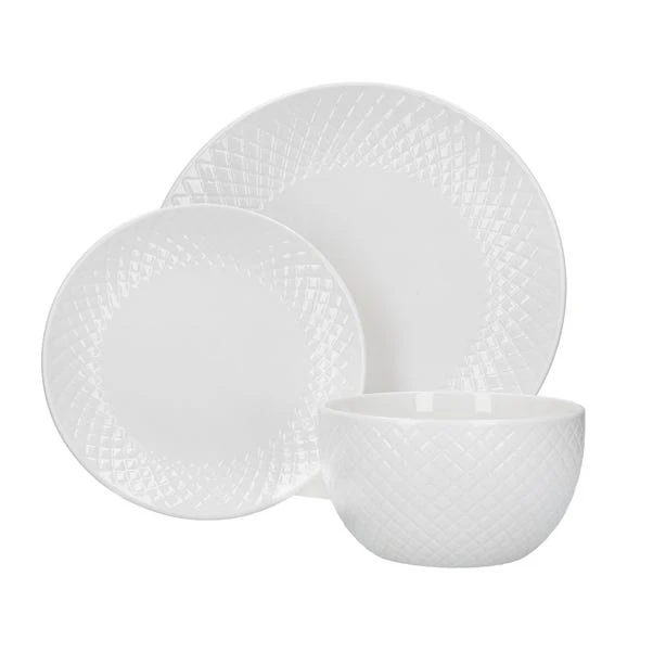 Dunelm Quilted White 12 Piece Dinner Set 3 Dunelm Quilted White 12 Piece Dinner Set