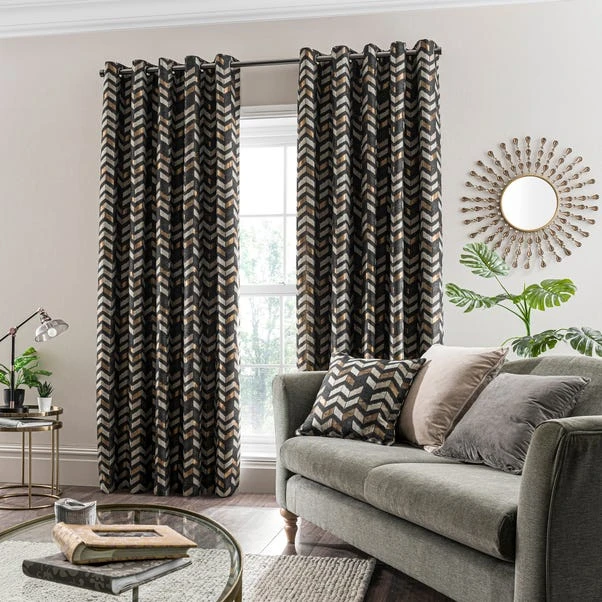 Dunelm Zena Black Eyelet Curtains 4 Dunelm Zena Black Eyelet Curtains - Image 2