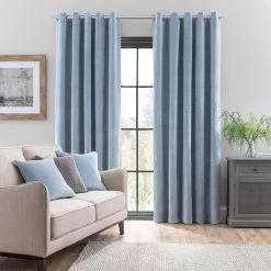 Dunelm Margot Velour Ashley Blue Eyelet Curtains -Dunelm Sales Store 30719779 alt01