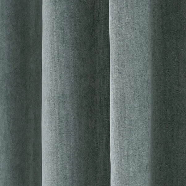 Dunelm Margot Velour Lily Pad Blue Eyelet Curtains 5 Dunelm Margot Velour Lily Pad Blue Eyelet Curtains - Image 3