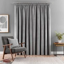 Dunelm Margot Velour Grey Pencil Pleat Curtains -Dunelm Sales Store 30719798 alt04