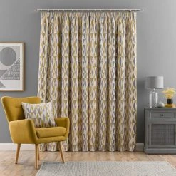 Dunelm Elements Triangles Ochre Chenille Pencil Pleat Curtains 11 Dunelm Elements Triangles Ochre Chenille Pencil Pleat Curtains -Dunelm Sales Store 30719831 alt04