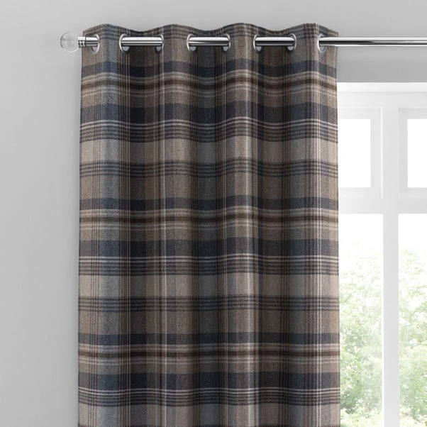Luxury Collection Perth Navy Check Eyelet Curtains 3 Luxury Collection Perth Navy Check Eyelet Curtains