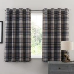 Luxury Collection Perth Navy Check Eyelet Curtains 12 Luxury Collection Perth Navy Check Eyelet Curtains -Dunelm Sales Store 30719848 alt05