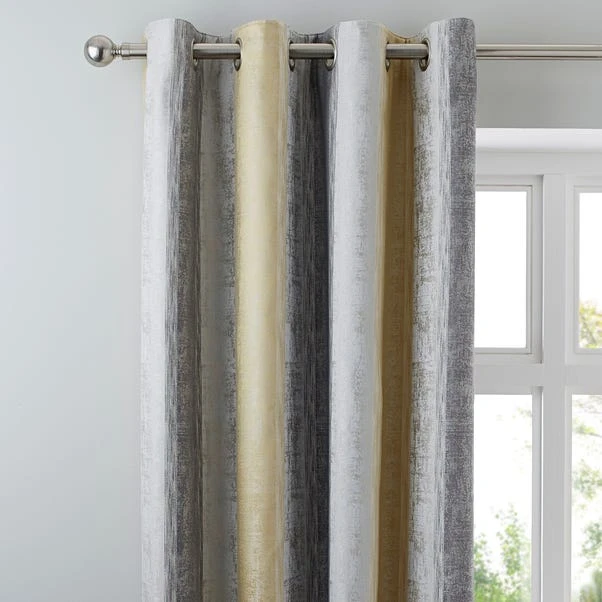 Luxury Collection Sadie Stripe Ochre Eyelet Curtains 3 Luxury Collection Sadie Stripe Ochre Eyelet Curtains