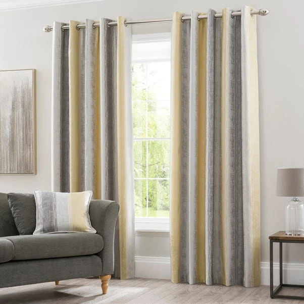 Luxury Collection Sadie Stripe Ochre Eyelet Curtains 4 Luxury Collection Sadie Stripe Ochre Eyelet Curtains - Image 2