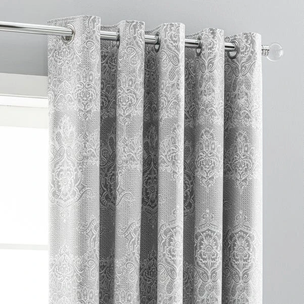 Dunelm Eleanor Grey Blackout Eyelet Curtains 3 Dunelm Eleanor Grey Blackout Eyelet Curtains