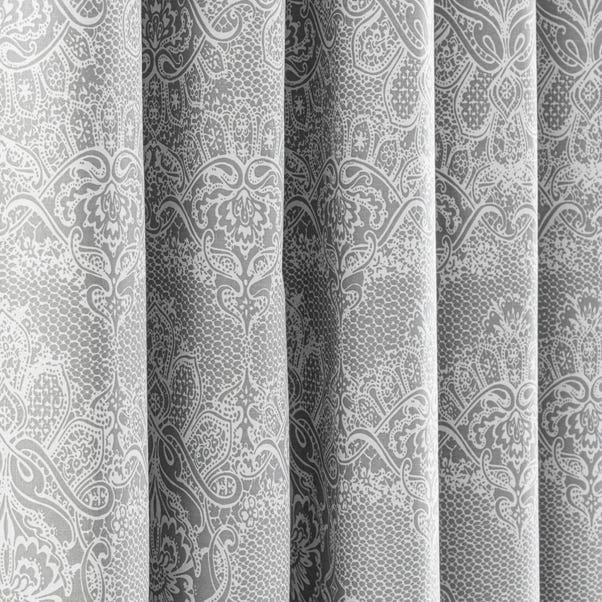 Dunelm Eleanor Grey Blackout Eyelet Curtains 5 Dunelm Eleanor Grey Blackout Eyelet Curtains - Image 3
