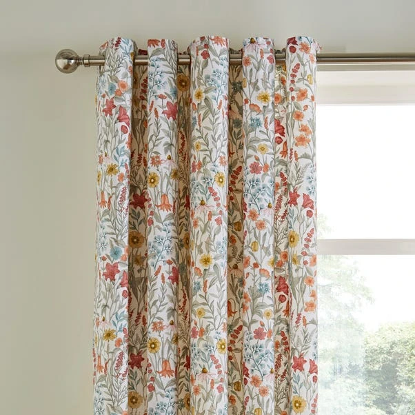 Dunelm Meadow Ditsy Red Blackout Eyelet Curtains 3 Dunelm Meadow Ditsy Red Blackout Eyelet Curtains