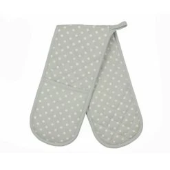 Dunelm Grey Dottie Double Oven Gloves