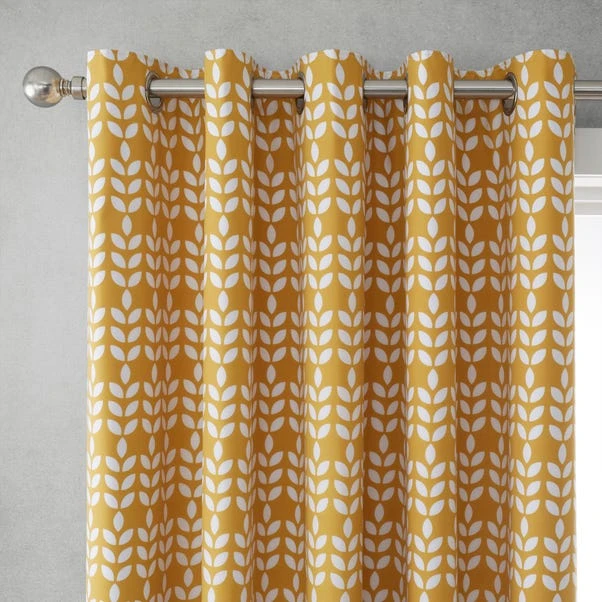 Elements Vete Ochre Reversible Blackout Eyelet Curtains 3 Elements Vete Ochre Reversible Blackout Eyelet Curtains