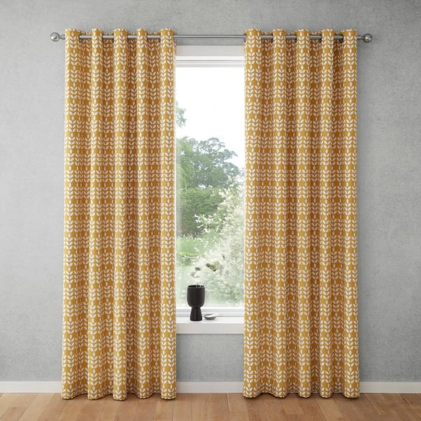 Elements Vete Ochre Reversible Blackout Eyelet Curtains 4 Elements Vete Ochre Reversible Blackout Eyelet Curtains - Image 2