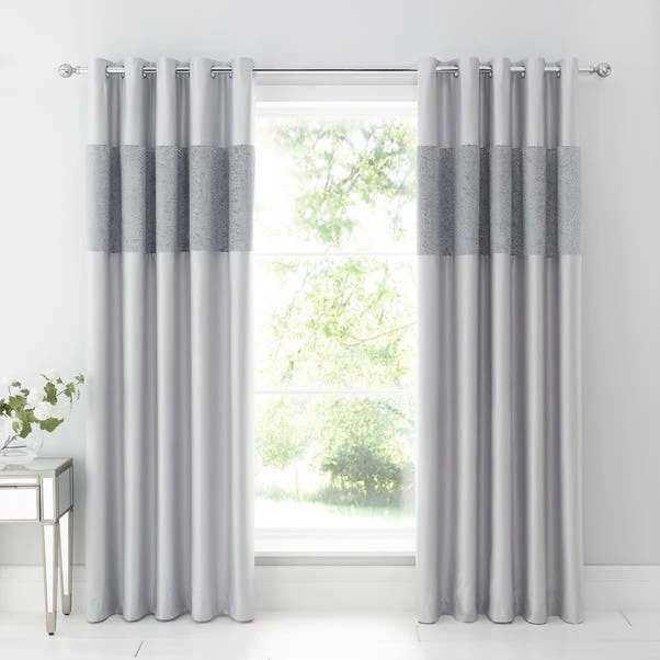 Dunelm Beverley Luxe Charcoal Blackout Eyelet Curtains 4 Dunelm Beverley Luxe Charcoal Blackout Eyelet Curtains - Image 2