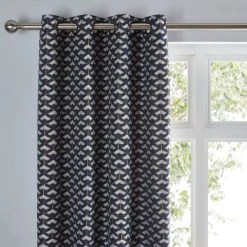 Dunelm Symmetry Navy Eyelet Curtains