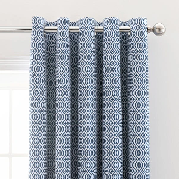 Dunelm Jax Blue Mosaic Blackout Eyelet Curtains 3 Dunelm Jax Blue Mosaic Blackout Eyelet Curtains