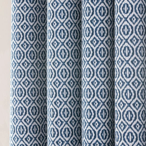 Dunelm Jax Blue Mosaic Blackout Eyelet Curtains 5 Dunelm Jax Blue Mosaic Blackout Eyelet Curtains - Image 3