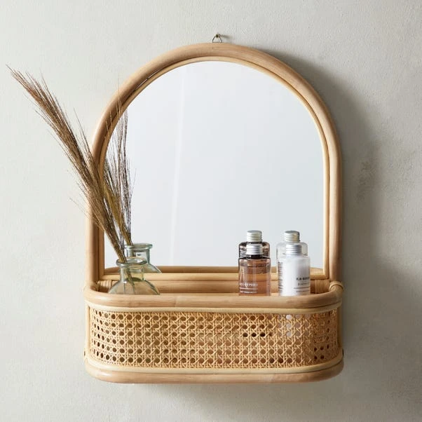 Dunelm Bent Cane Anti Bacterial Mirror With Shelf 3 Dunelm Bent Cane Anti Bacterial Mirror With Shelf
