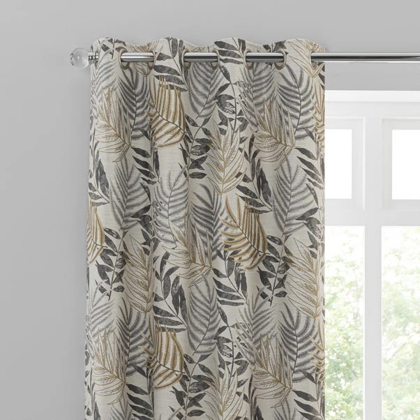 Luxury Collection Leaf Jacquard Grey Eyelet Curtains 3 Luxury Collection Leaf Jacquard Grey Eyelet Curtains
