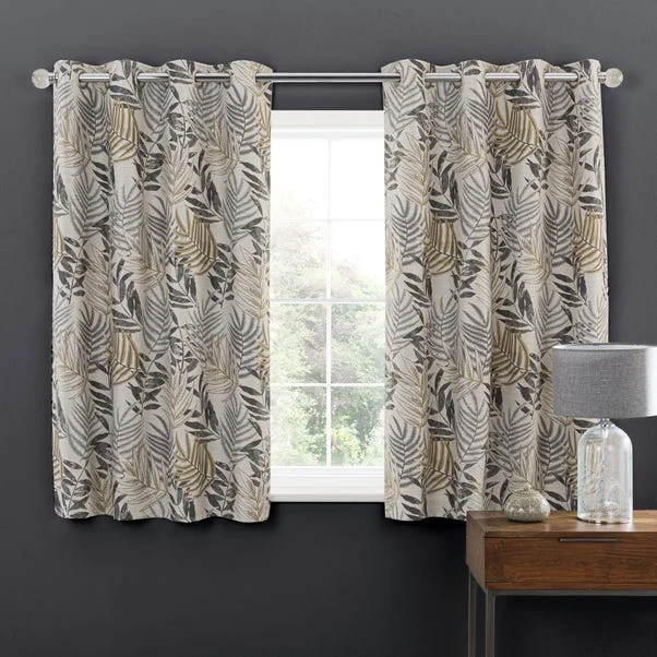 Luxury Collection Leaf Jacquard Grey Eyelet Curtains 7 Luxury Collection Leaf Jacquard Grey Eyelet Curtains - Image 5